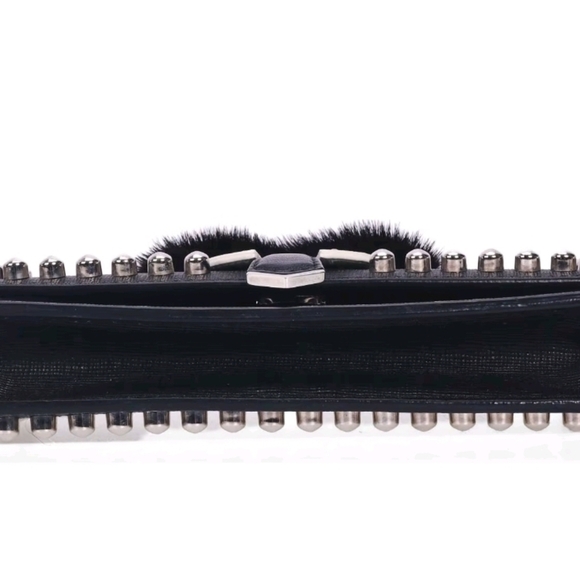 FENDI Authentic Leather Karlito Studs Shoulder Bag Limited Edition Black W/COA - Picture 9 of 12